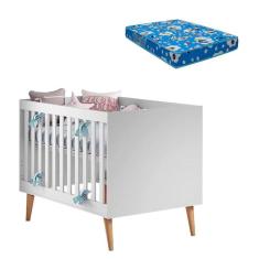 Berço Americano Ludmila Branco Bétula com Colchão - Carolina Baby