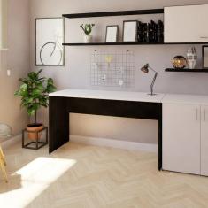 Mesa Reta Corp 25mm 170 cm Bramov Móveis Preto/Branco