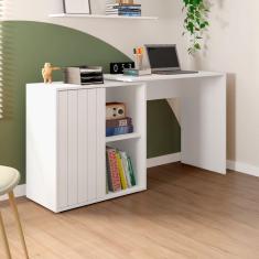 Escrivaninha para Escritório com 1 Porta Ripada Start Branco Fosco