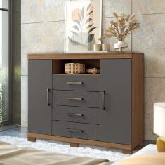 Cômoda 2 Portas e 4 Gavetas com Pés Havana Master Santos Andirá