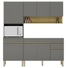 Armário De Cozinha 3 Peças Balcão 120cm Sem Tampo Lina03 Z06 Gris-freijó - Mpozenato