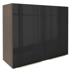 Armário Aéreo Madesa Lux 80 cm 2 Portas - Rustic/Preto