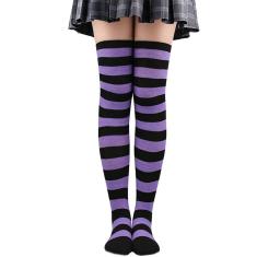 Meia 7/8 Longa Listrada Adulto: Festa Fantasia Cosplay Dança Halloween