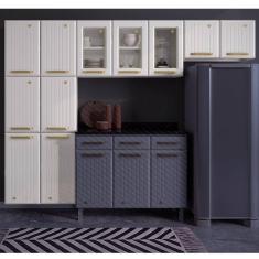 Cozinha de Aço Compacta 3 Peças com Vidros 11 Portas Diamante Telasul Branco