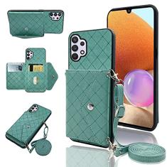 Capa carteira compatível com Samsung Galaxy A23 5G/4G com alça de ombro transversal e suporte de couro para cartão de crédito, acessórios de celular, capa de telefone com cordão para Gaxaly A 23 23A