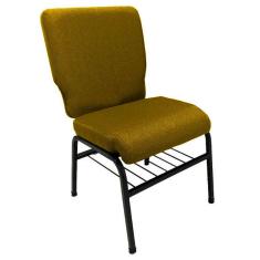 01 Cadeira para Igrejas c/ Porta Biblía e Porta Cálice Amarelo