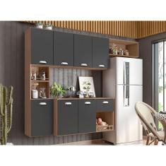 Cozinha Suspensa Ambiente Mila Carvalho Grafite – Poliman