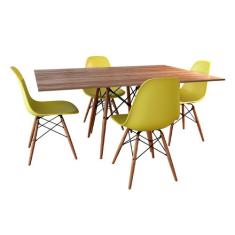Conjunto de Mesa de Jantar Eames Eiffel Retangular 120x75 Tampo de Mad