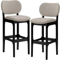 Kit 2 Banquetas Alta Bar Cozinha Sala Jantar Fixa Betta L02 Preto Linh