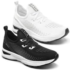 Kit 2 Pares Tênis Feminino Branco Esportivo para Caminhada Treino - VI