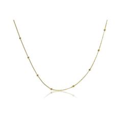 Colar Corrente Italiana Bolinha Dourada Folheado Em Ouro 18K