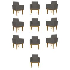 Kit 10 Cadeiras Escritório Reforçadas Cor cinza