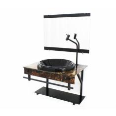 Gabinete de vidro para banheiro apx 60cm com cuba chapeu - mármore imp