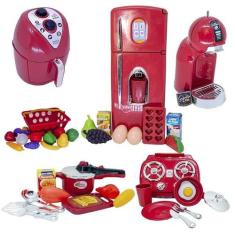 Kit Infantil Cozinha Chefe Geladeira Mercado Cafeteira 40pç - Altimar