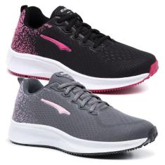 Kit 2 Tenis Academia Caminhada Feminino Esportivo Leve Casual Dia Dia 