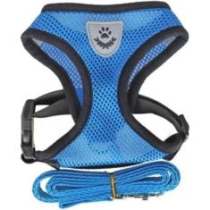 Coleira Colete Pet Peitoral Respirável Com Guia Ajustável Para Cães E 