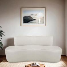 Sofá Curvo Orgânico 120cm 2 Lugares Linho Antonela - Maranata Estofado