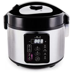 Panela de Arroz Elétrica 1 Litro em Aço Inoxidável e 8 Predefinições, 110V, YumAsia Kumo, Prata