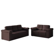 Conjunto Sofá 2 e 3 Lugares Florida Miami Veludo Marrom Selmer