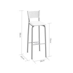 Banqueta Alta com Encosto Gênova Compoarte Cromado/branco