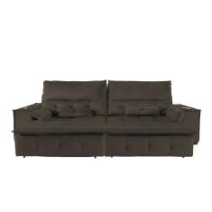 Sofá Fusion 3.00m Elétrico Com Usb E Vibro Massagem - Marrom