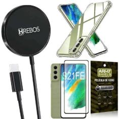 Kit Carregador Sem Fio Samsung S21 Fe + Capa + Película 3D - Armyshiel
