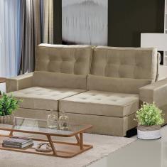 Sofá Curitiba Modular 5 Lugares 250 Cm Retrátil E Reclinável Yescasa Bege