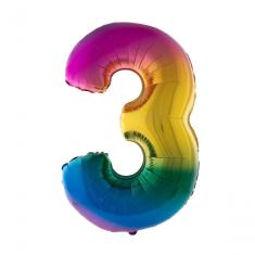Balão Metalizado Degradê Número 3 - 1 Metro