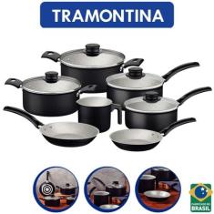 Jogo de Panelas Turim 7 Peças Preto Tramontina, Preto