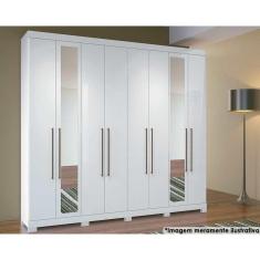 Guarda Roupa 8 Portas E 4 Gavetas C/ Espelho E Pés Master Vip 8.4 Branco - Santos Andirá