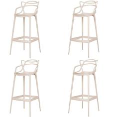 Kit 4 Banqueta Aviv Allegra Solna Fratini 109 Cm (altura) Polipropileno Cor Fendi