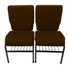 02 Cadeiras Para Igrejas C/ Porta Biblía E Porta Cálice Marrom