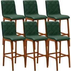 Kit 06 Banquetas Altas Para Cozinha Sala de Jantar Fixa Zoe B04 Facto 