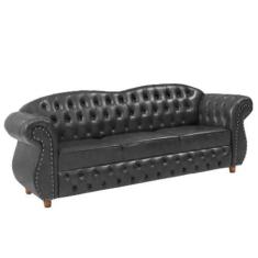 Sofá Chesterfield Merlo 3 lugares 2,30 - Corano Preto / Decoração, rec