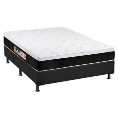 Cama Box Casal: Colchão Espuma Castor D45 Black e White air + Base crc Suede Gray(138x188)