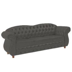 Sofá Chesterfield Merlo 3 lugares 2M - Suede Cinza Chumbo / Decoração, recepção, Barbearia, sala tv estar