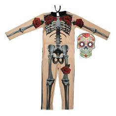 Fantasia Caveira Mexicana Infantil Com Máscara de Halloween - Fantasia