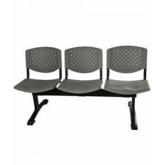 Cadeira Em Longarina 3 Lugares Polipropileno Atenas Cinza