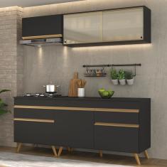 Cozinha Compacta 4 Peças C/ Armário E Balcão Veneza Gb Preta