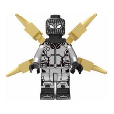 Boneco Blocos De Montar Aranha Traje Negro Teia Dourada