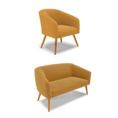 Sofá Namoradeira e Poltrona Pé Palito Castanho Stella Bouclê D03 - D`Rossi