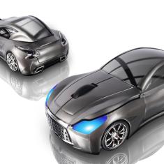 elec Space Mouse sem fio, mouse sem fio legal em forma de carro com faróis de LED, mouse de carro exclusivo de 2,4 G para crianças com receptor USB, mouse de jogos fofo de 1600 DPI para laptop, PC,