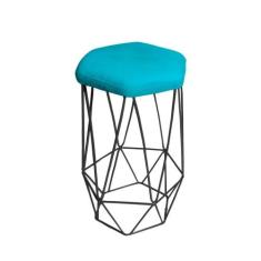 Banqueta Aramada ul Turquesa Base Ferro Preta Web Shop - Web Shop Move