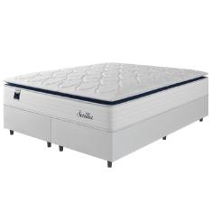 Cama Box Casal King Colchão Molas Ensacadas Com Pillow Sevilha 193x203x71cm Branco/cinza Hellen