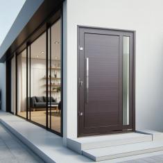 Porta Pivotante Lambril Visione Com Puxador Lado Esquerdo Elite 216x100 Corten
