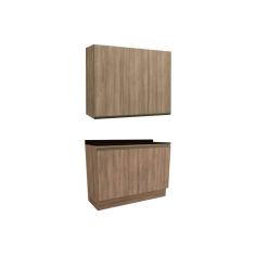 Cozinha Modulada Completa Maxxi 3 Peças 1 Aéreo + 1 Balcão + Complemento C3p10 Nogal Preto