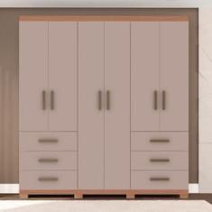 Guarda-Roupa Casal Bartira Santiago 6 Portas de Bater 6 Gavetas Externas MDP - 209,2cm de Largura