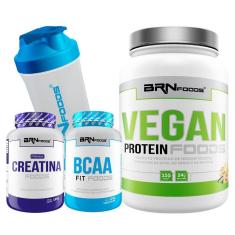 Kit Whey Protein Vegan 500g + PREMIUM Creatina 100g + BCAA Fit Foods 100g + Coq-BRN FOODS-Unissex