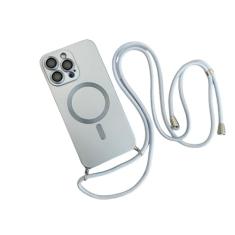 Capa magnética de cordão crossbody para iPhone 15 14 13 12 11 Pro Max Plus X XS XR Capa de proteção de câmera de TPU macio, azul Sierra, para iPhone X ou XS