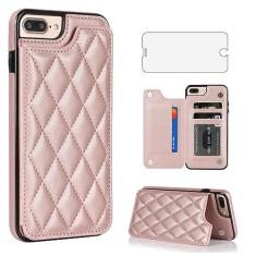 Asuwish Capa de telefone para iPhone 7plus 8plus 7/8 Plus capa carteira com protetor de tela e suporte de cartão de crédito RFID de couro acessórios para celular i Phone7s 7s + 7+ 8s 8+ Phones8 7p 8p